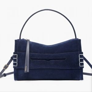 NWT JW Anderson Navy Blue Suede Leather Medium Loafer Bag